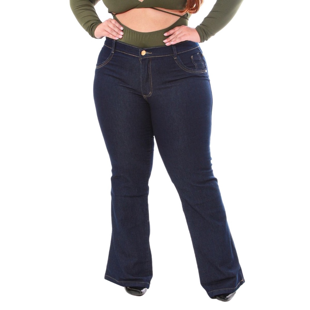 Plus Size CalÃ§a Boca De Sino Tecido Calça Feminina Plus Size