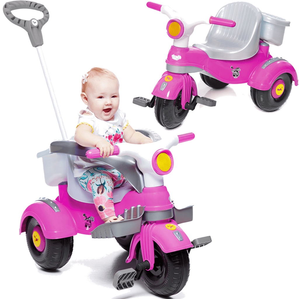 Triciclo Infantil Passeio e Pedal Moto Uno Rosa - com Empurrador Calesita -  Velotrol e Triciclo a Pedal - Magazine Luiza