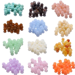St. kunkka 50 Peças 6mm Pedras Artificiais Contas Acrílicas 34 Cores para Fazer Colar Pulseira DIY