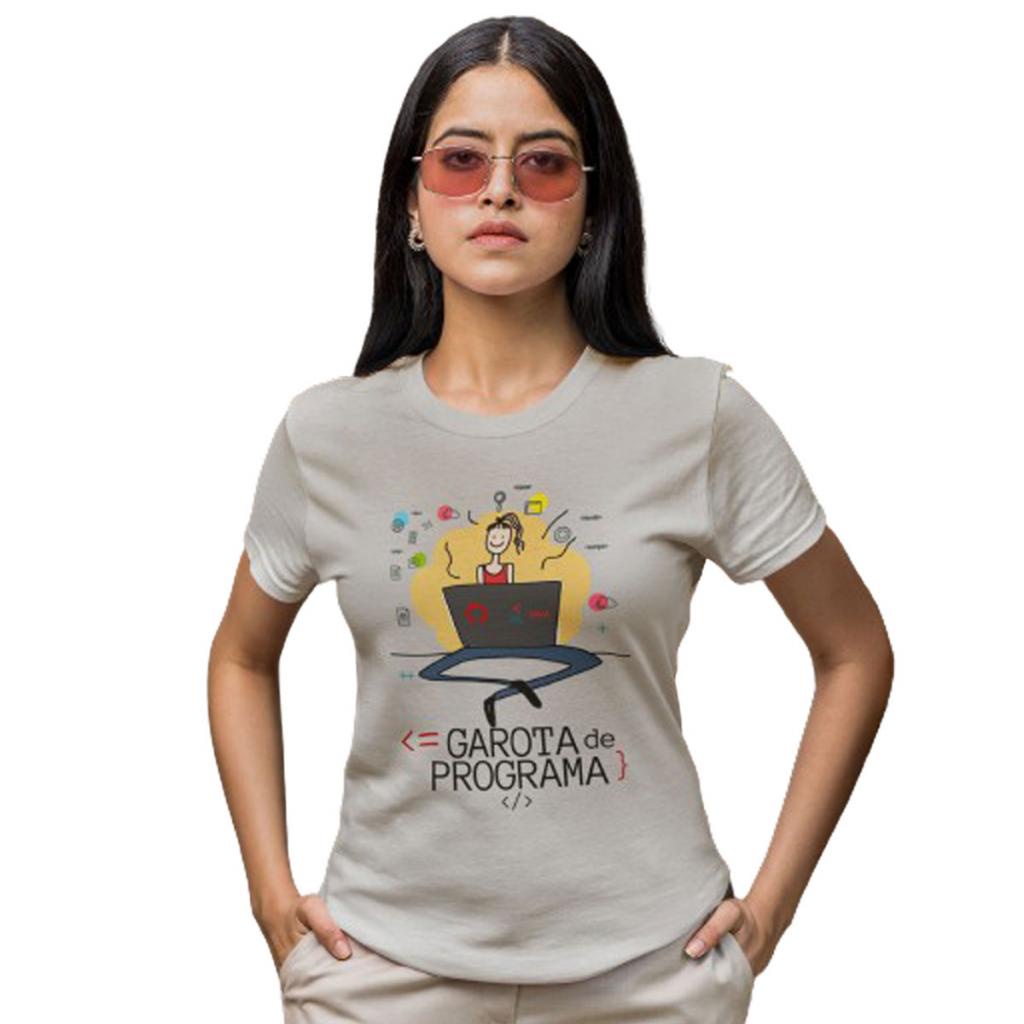 Camiseta Cinza Mescla Programadora Garota de Programa | Shopee Brasil