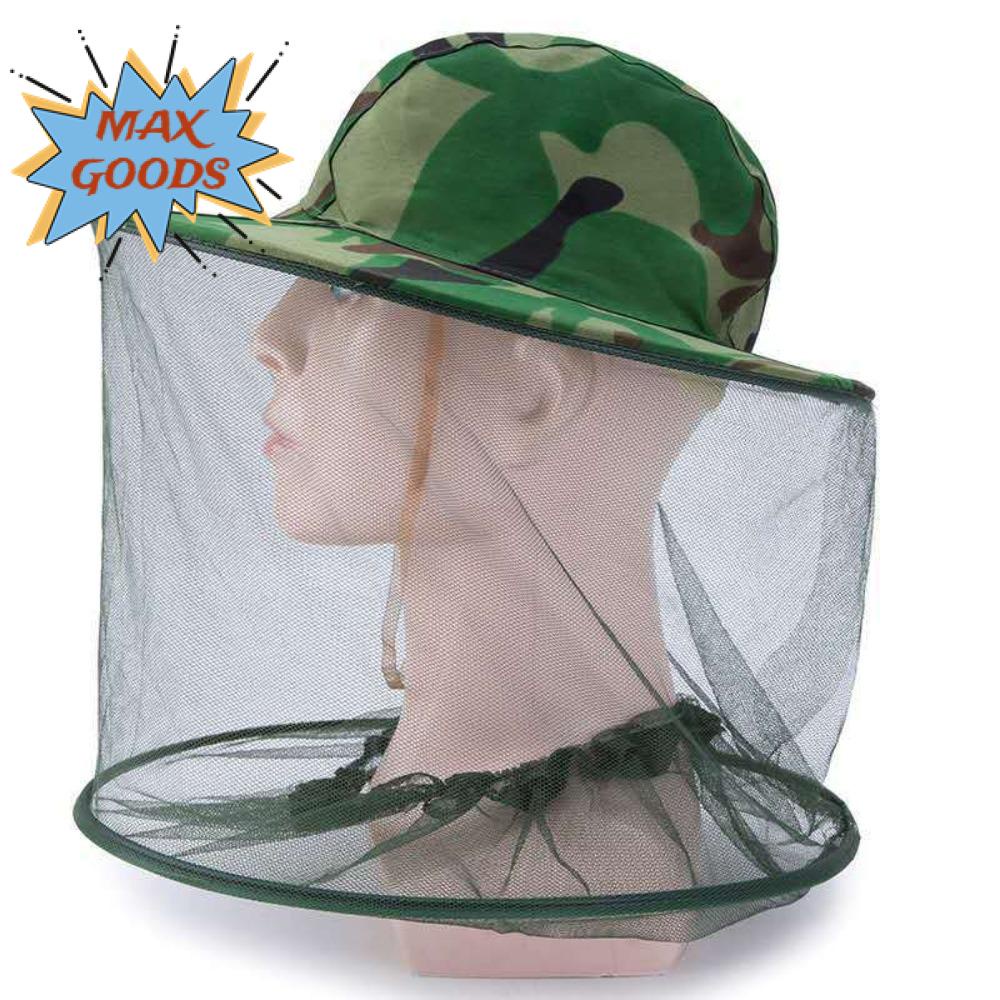 MAXGOODS Chapéu De Gaze , Camo Verde Amarelo Capa De Proteção Facial , Prevenção De Mosquitos Quentes 58cm Circunferência Da Cabeça Camuflagem Apicultura Pesca