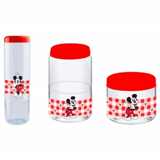 Kit 3 Potes Mantimento Cozinha Plástico Mickey Transparente 600 1750 3000 ML