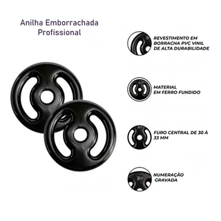 Anilha Emborrachada de 1 a 5 Kg P/ Academia