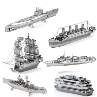 Mini Quebra-Cabeça Metálico 3D Para Crianças Manual DIY The Black Pearl RMS Titanic Burke Class Destroyer Assemble Modelo Jigsaw Education Toys Adultos
