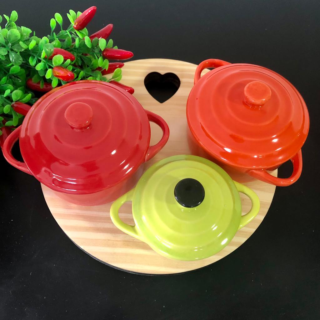 Mini Panela/ Caçarola Cerâmica Para Molho/ Petisco/ Decoração - Lindas Cores