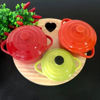 Mini Panela/ Caçarola Cerâmica Para Molho/ Petisco/ Decoração - Lindas Cores