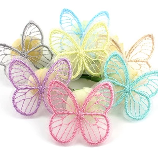 48Pcs 3.5 * 4.5cm Borboleta De Malha Bordada Para Roupas De Bricolage Cabeleireiro Decoração Chapéu Sapatos Patches Acessórios