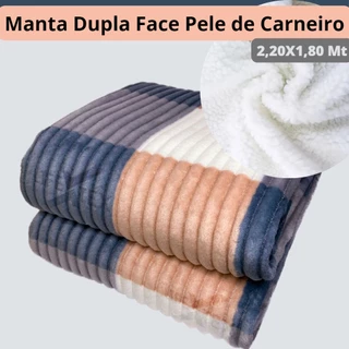 Cobertor Grosso Dupla Face Pele de Carneiro 2,20x1,80 Mt