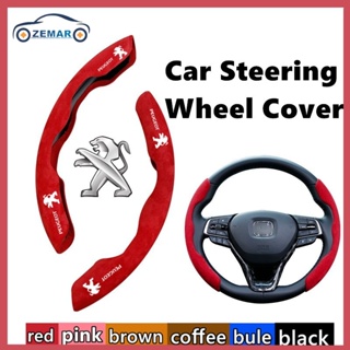 Para Peugeot Cobertura do volante em fibra de Carbono Capa Do Volante Carro De Camurça 206 208 207 307 308 2008 3008 508 408 5008 406 Absorção De Suor Antiderrapante