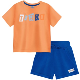 Conjunto Camiseta e Bermuda Piquet Bebê Menino Tigor