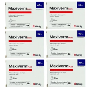 Kit 6 Antiparasitário Maxiverm Plus König C/4 Comp. de 660mg
