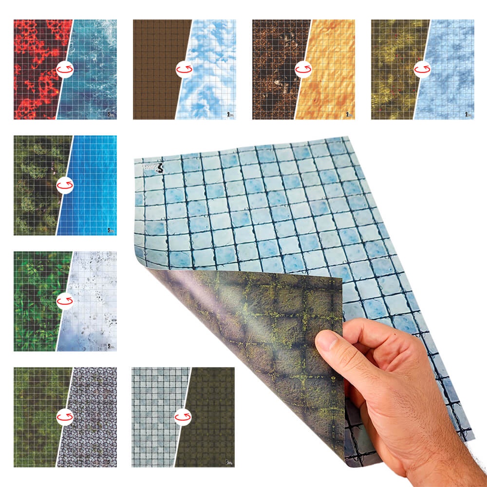 Grid de Batalha Terreno - Dupla Face - 29x41cm - RPG