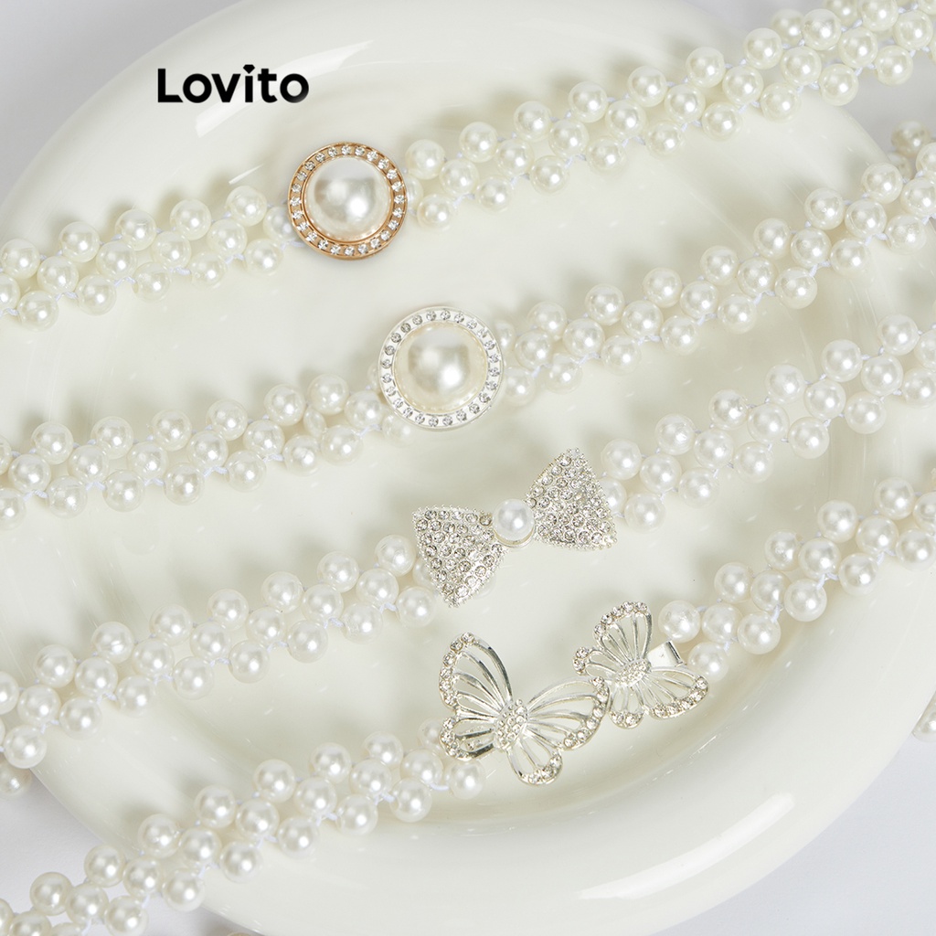 Lovito Casual Cintos de Pérolas, Borboleta e Laço para Mulheres L57AD066 (Estilo1Estilo2/Estilo3/Estilo4)