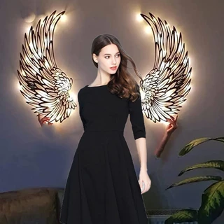 [WON] Asas De Anjo Arte De Parede De Metal Interior Externo Pendurado Decoração Com Luzes LED Para Quarto De Casa Sala De Estar Jardim Escritório