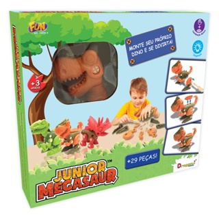 Junior Megasaur Monte Seu Dino T-Rex Marrom - Fun Divirta-se