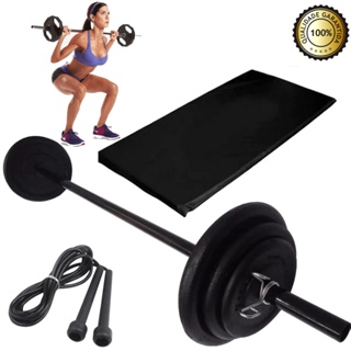 Kit Treino Completo Pump C/barra120cm E 08kg Em Anilhas + Colchonete + Presilhas + Corda