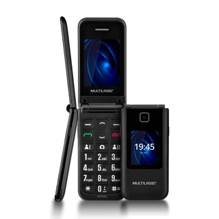 Celular Multilaser Flip Vita Duo Dual Chip com duas telas + Botão SOS + Rádio FM + MP3 + Bluetooth + Câmera - Preto - P9145