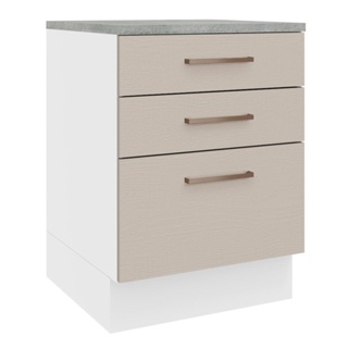 Balcão 60 cm 3 Gavetas Branco/Crema Agata Madesa