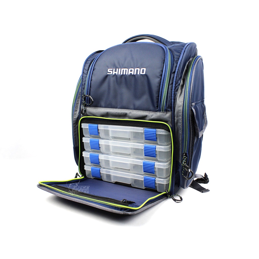バッグ HappySuke Mochila Para Pesca Shimano Back Pack XL Blue C/ 4 Estojos - LUGB