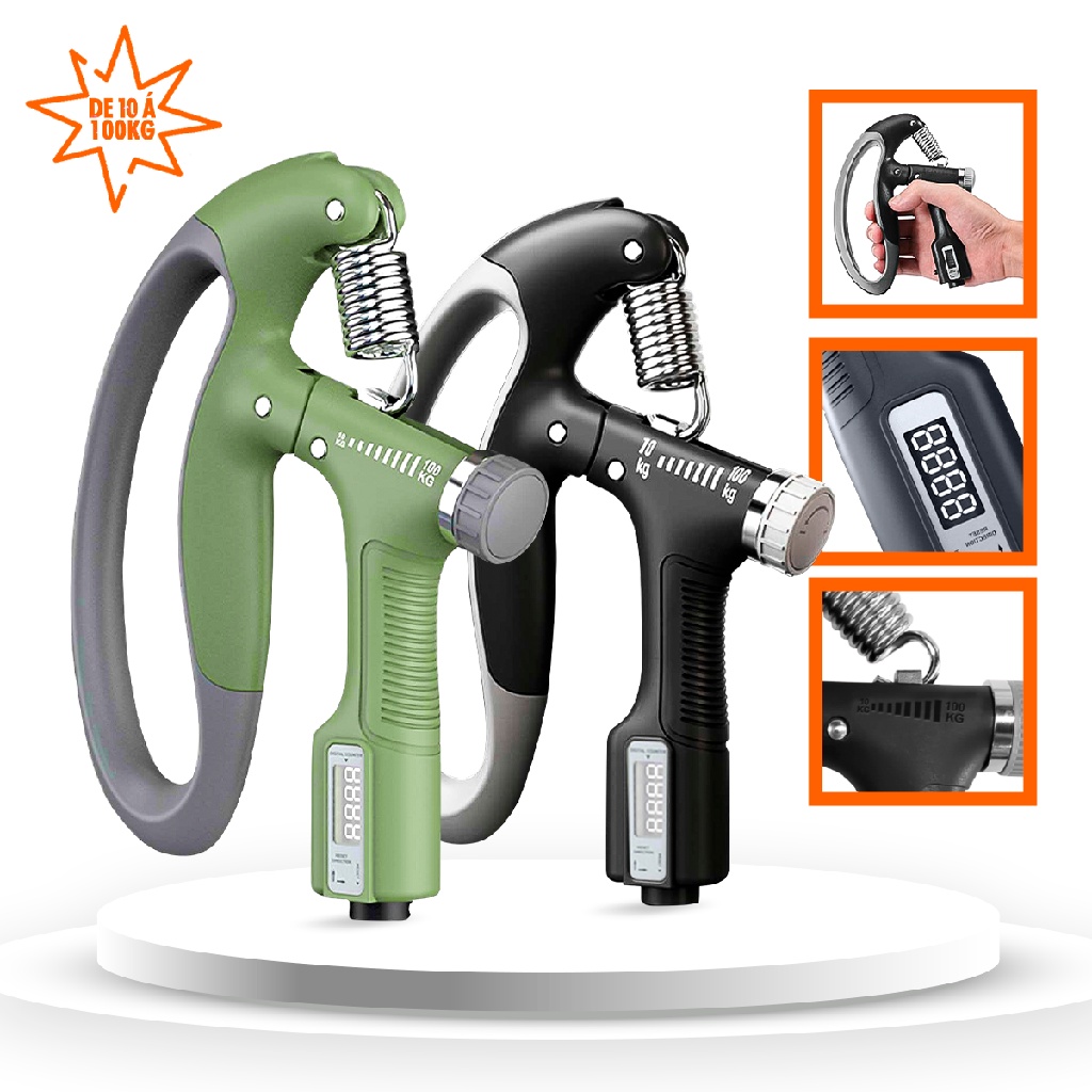 Hand Grip musculação mãos contador ajustável antebraço 100kg