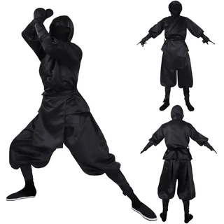 Traje Ninja Cosplay Japonês : Fato De Samurai Preto Completo Com Capa De Cabeça E Bloomers Para Homens