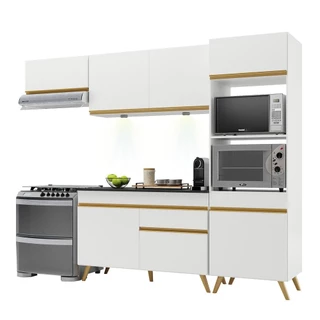Cozinha Compacta 4 peças com Leds MP2015 Veneza Up Multimóveis Branca