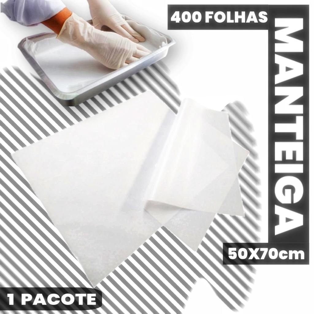 PAPEL MANTEIGA FORNO PARA UNTAR FORMA ASSAR BOLO 35G 400UNID | Shopee ...