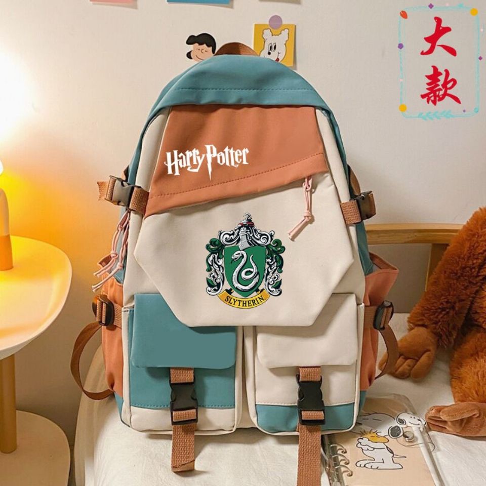 Harry Potter saco escolar Escola Mágica Hogwarts Estudante Mochila Oxford pano impermeável de grande capacidade saco de computador de viagem ins vento costura cor Ambiente do filme