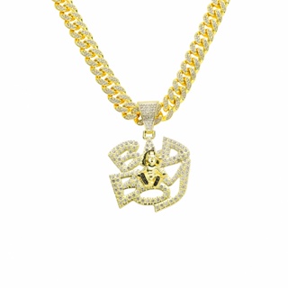 Carta Fria Hip-Hop Européia Americana Colar Geométrico Pingente AliExpress Hot-Selling Unique Cuban Chain Wear Ma