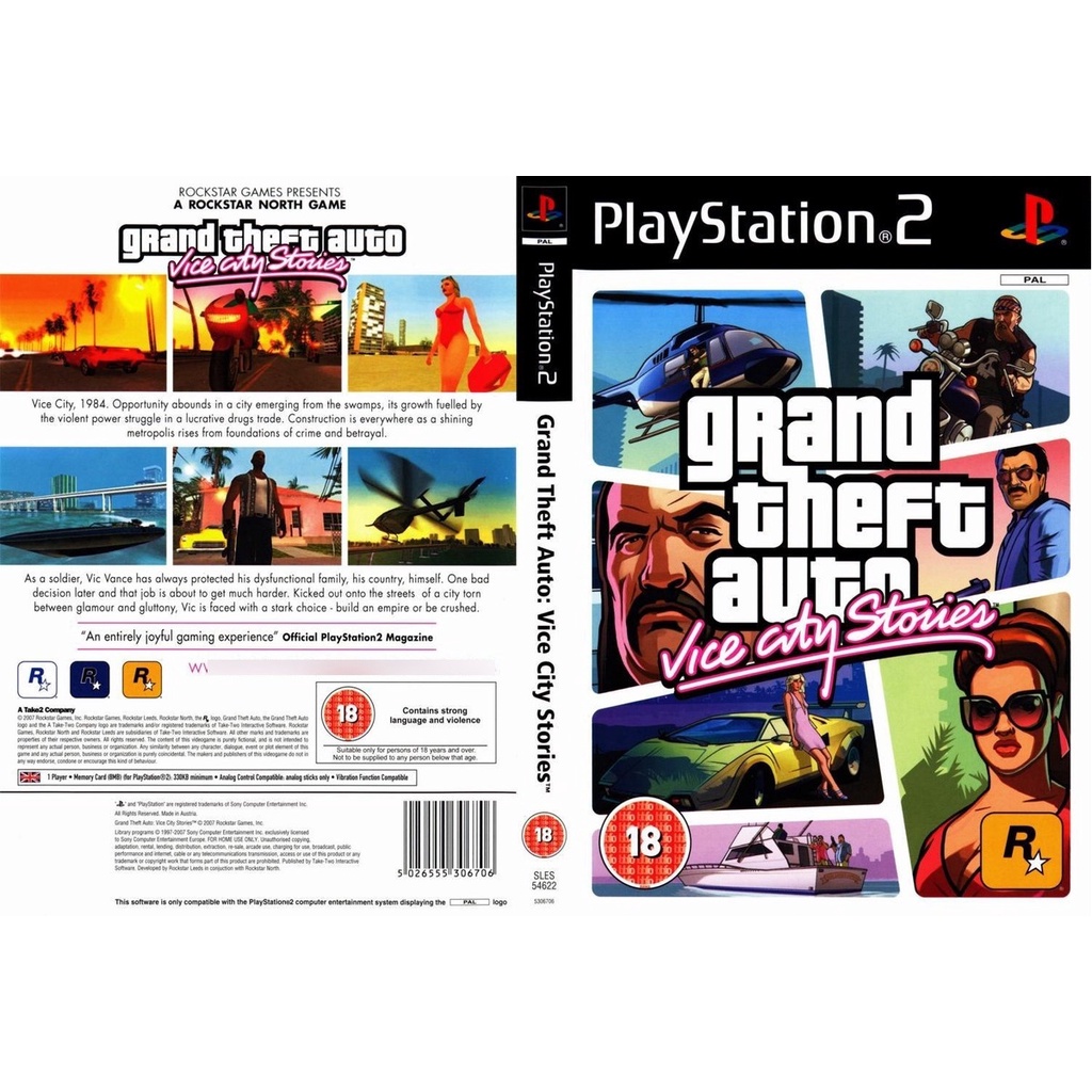 GTA Vice City Stories PS2 - PAL, Sans Notice - Bon état - Sony PlayStation 2