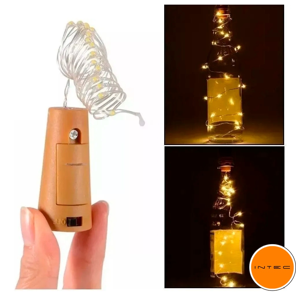 Cordão Cobre Fixo 10 Led C/ Rolha Fio Metalizado A PROVA D'AGUA