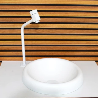 Cuba De Vidro Chapéu 32cm Com Válvula e Torneira Branco Fosco