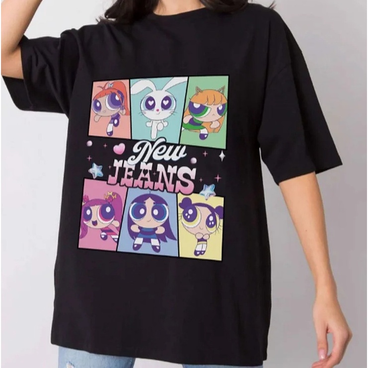 THE POWERPUFF GIRLS x NewJeans Tシャツ XL NEWJEANS X Powerpuff Girls Cotton Camiseta Anime Fofo