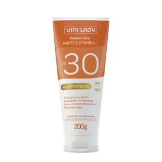 Protetor Solar FPS 30 Corpo e Rosto 200g - Karité e Vitamina E - Vini Lady