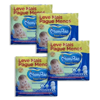 Kit 04 Toalhas Umedecidas MamyPoko Toque Suave - 800 Unidades