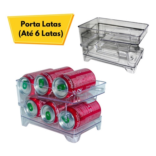 Organizador Porta Latas Armário Geladeira Até 6 Latinhas