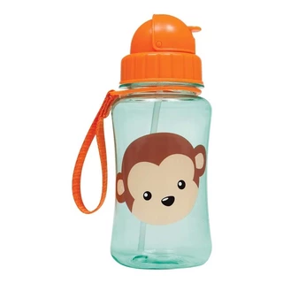 Garrafinha Garrafa De Água Infantil Com Canudo 100% Silicone Macaco Animal Fun