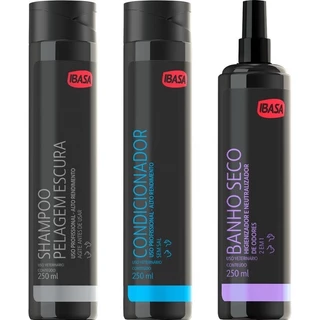 Shampoo Pelagem Escura 250ml+ Cond. 250ml + Banho Seco 250ml
