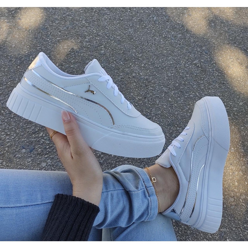 Tenis Feminino Puma Meyse Plataforma Branco Novo Lançamento