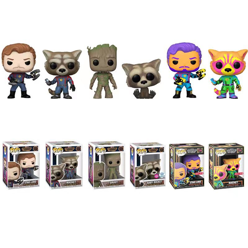 Funko Pop Marvel Guardiões Da Galáxia Vol . 3 Rocket Groot Star-lord Action Figure Toy Modelo