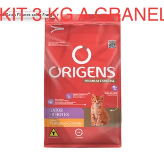 Kit 3 Kg Ração A Granel Origens Premium Especial Gatos Filhotes Frango e Cereais