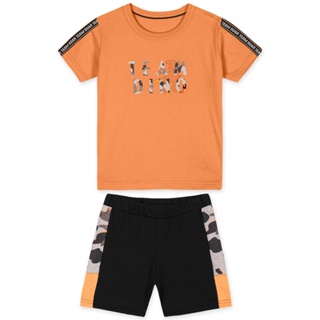 Conjunto Camiseta e Bermuda Moletom Primeiros Passos Menino Marisol Infantil