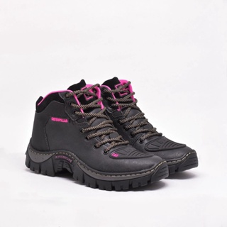 Bota Feminina preta Coturno Cano medio com solado de Borracha Ultra resistente e Protetor Emborrachado