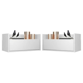 Kit com 2 Mesas de Cabeceira 60cm Suspensa Multimóveis V3632