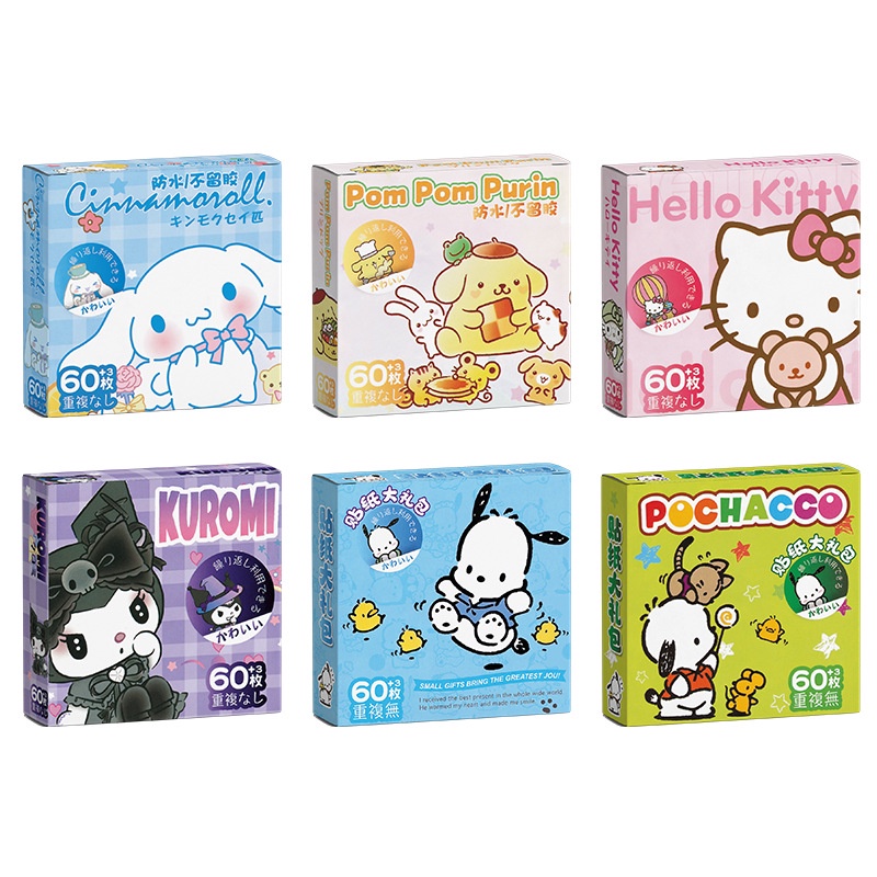60Pcs Sanrio Kuromi Sticker Journal Diário De Conta Manual Material Decorativo Autocolantes DIY