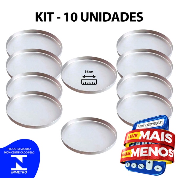 KIT - 10 Formas de pizza brotinho 16cm