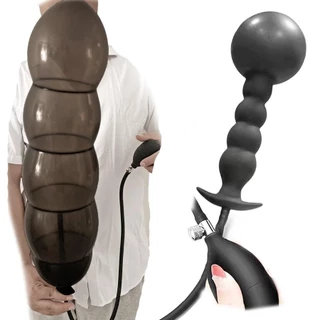 Diâmetro Da Expansão 14cm Dildo Insuflável Plug Anal Com 5 Contas Coluna De Silicone Embutida De Rabo