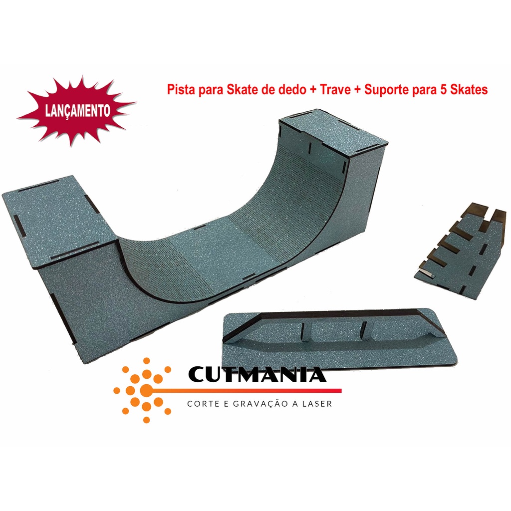 Pista Skate De Dedo Ramp Stair Iron Wood Com 3 Skates