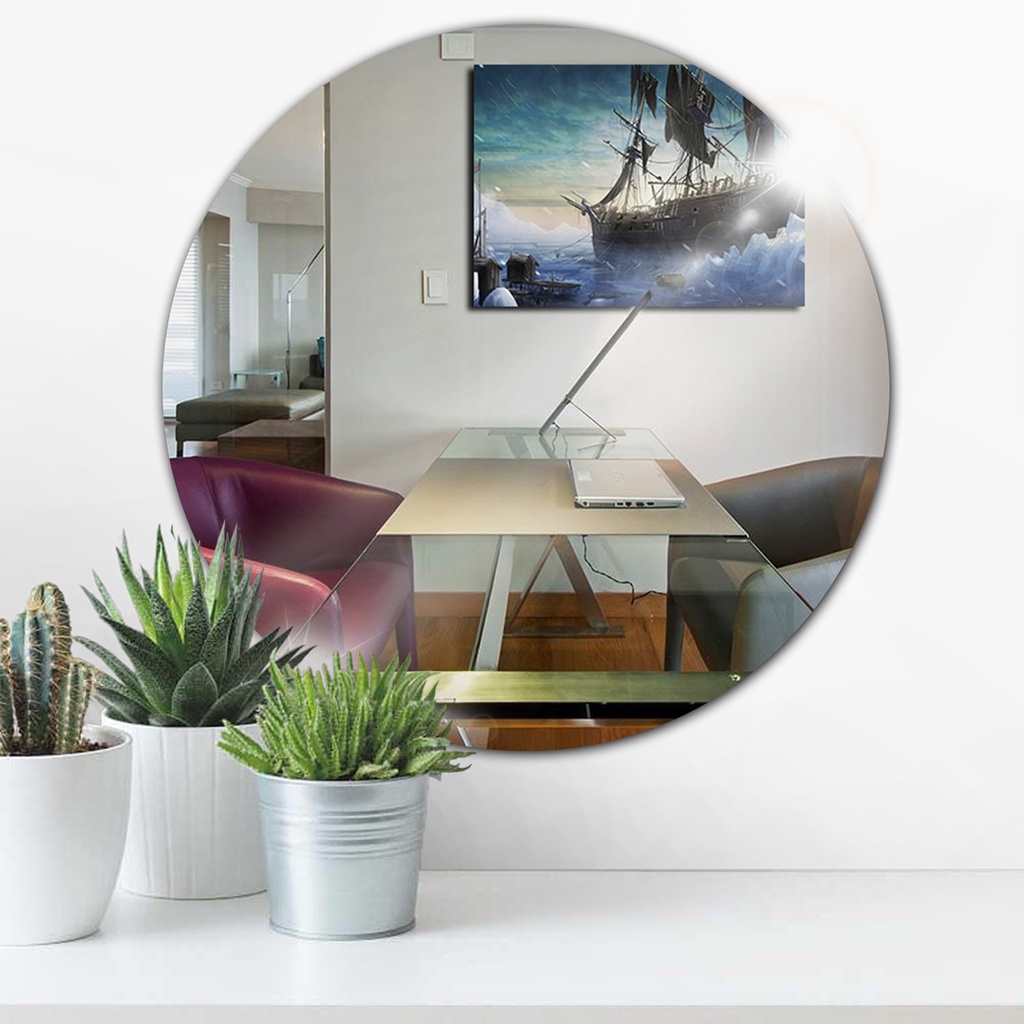 Espelho Redondo 50cm Para Banheiro Quarto Decorativo Parede