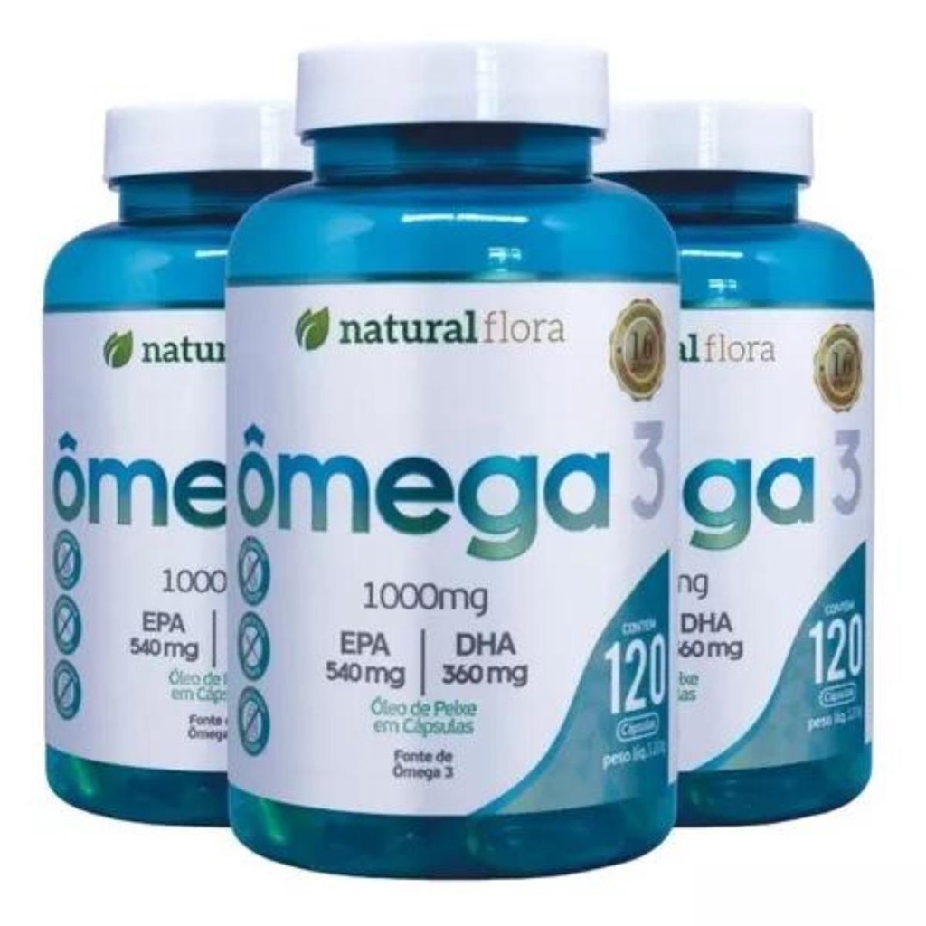 Kit Vitamina Ômega 3 Epa 540 Dha 360 120 Caps 1000mg 3 unidades Natural Flora Shopee Brasil